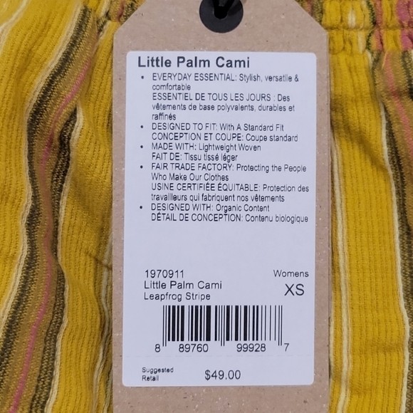 Prana Little Palm Cami Top in leapfrog stripe size XSmall NWT - Picture 9 of 10